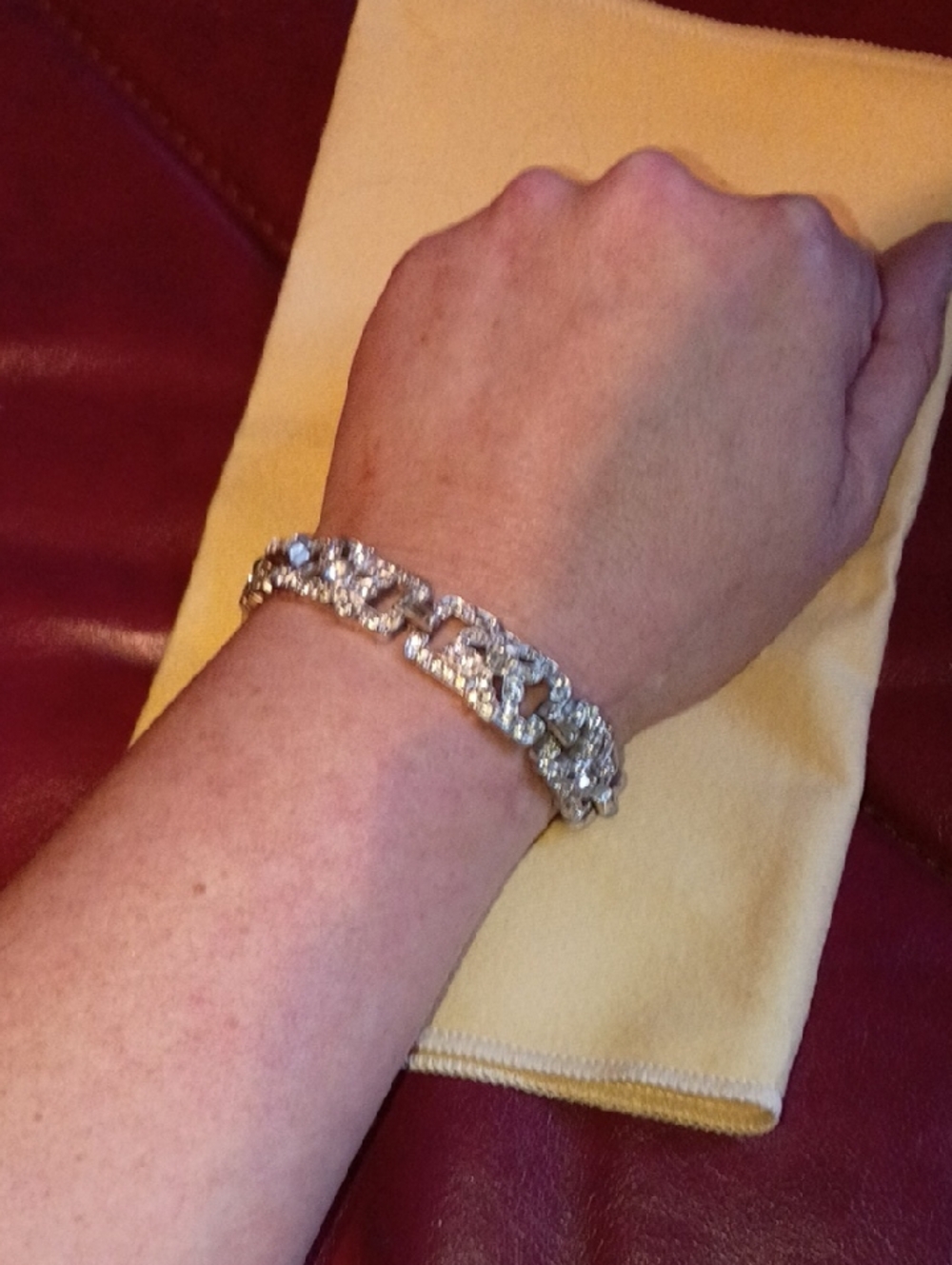 Source Unknown Crystal-Embellished Silver Link Bracelet